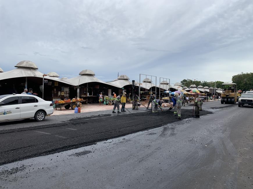 Centro histórico de Belém recebe obra de pavimentação asfáltica