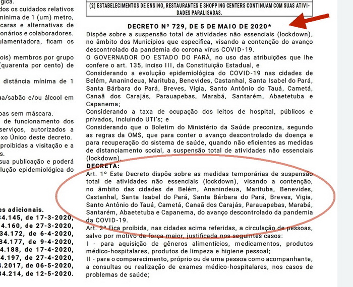 Por decreto, Pará estende ‘lockdown’ a Marabá, Parauapebas e Canaã