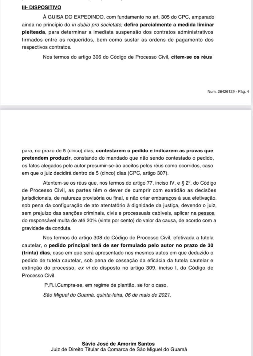 Justiça acata liminar e suspende contrato de prefeitura com escritório de advocacia de secretário do governo do Pará